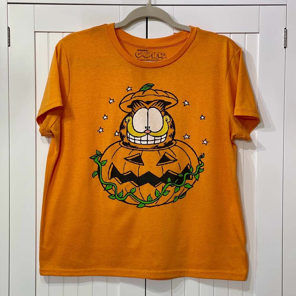 Nickelodeon Garfield Graphic Halloween Pumpkin T-Shirt Orange XL